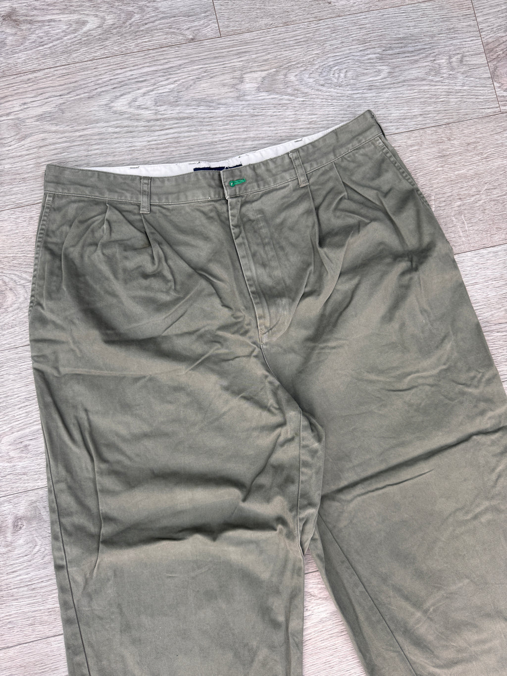 Tommy Hilfiger Vintage Mens Chinos W38 L28 Green Pleated Crest 100% Cotton