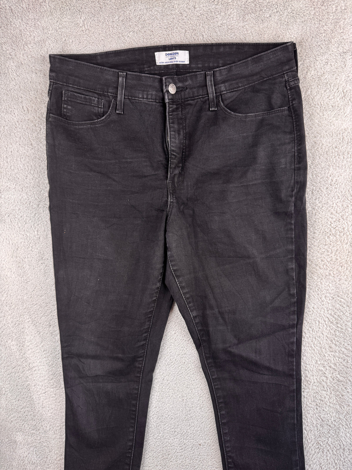 Denizen From Levis Womens Jeans W33 UK 16 Black Ultra High Rise Super Skinny