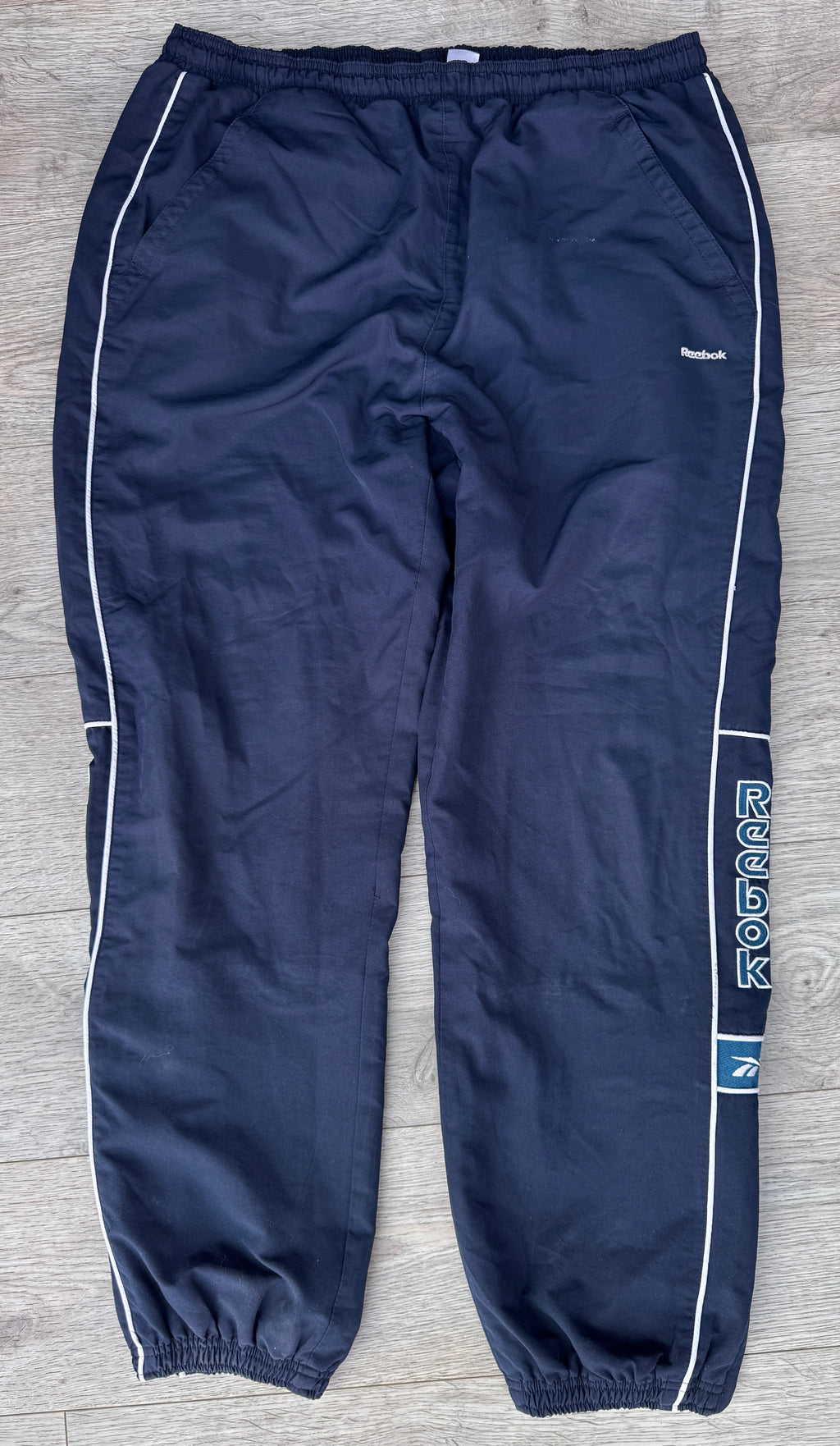 Vintage Reebok Mens Navy Blue Tracksuit Bottoms Size XL Retro