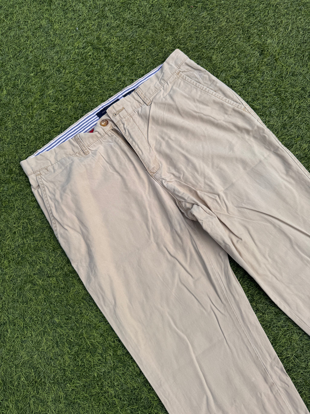 Tommy Hilfiger Mens Chino Trousers W34 L34 Beige Stone Slim Fit