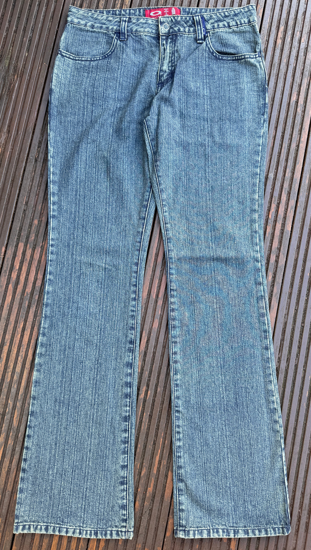 Oakley Womens Flared Bootcut Jeans W32 L34 Blue Wash Denim Y2K