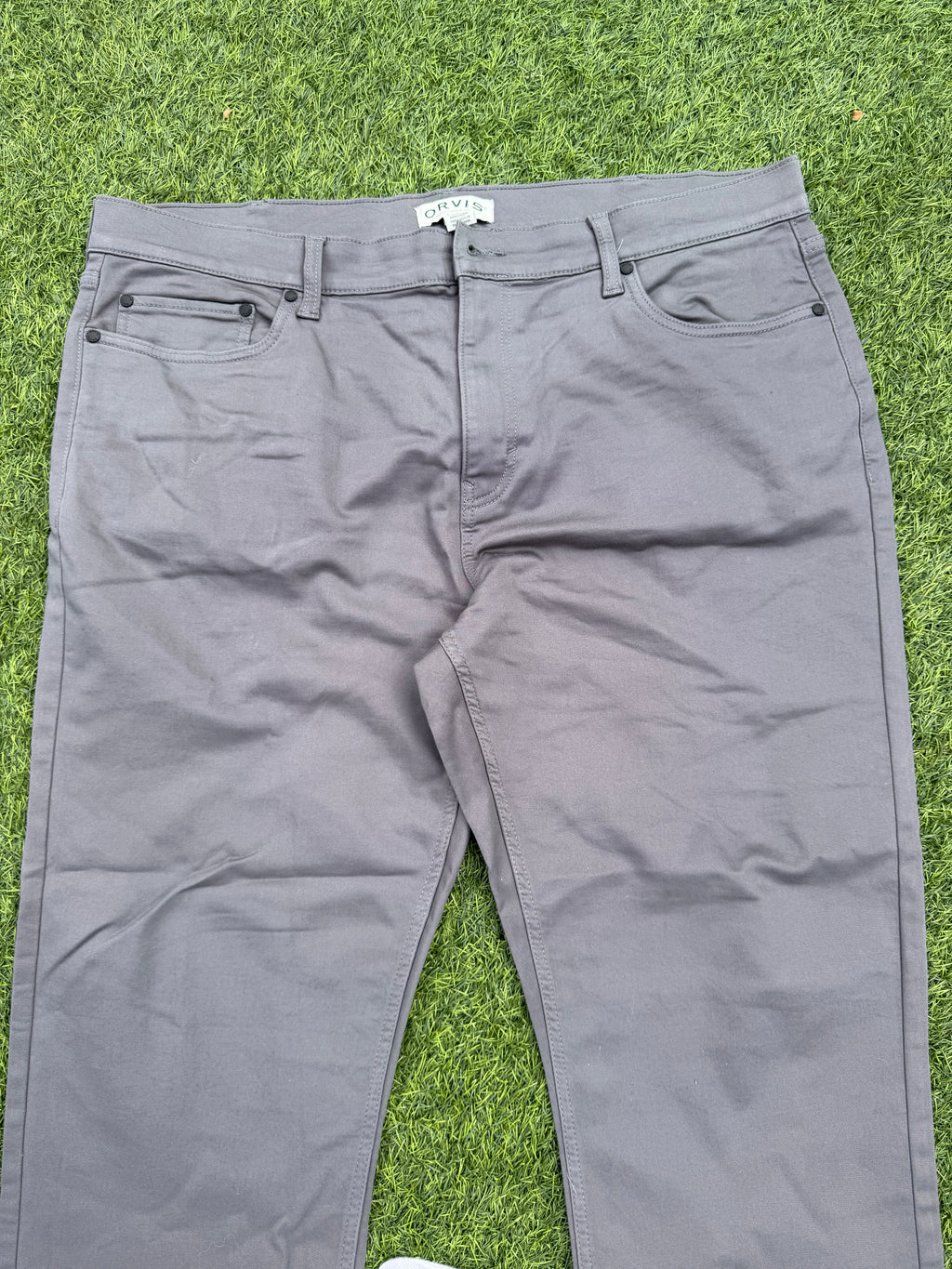 Orvis Mens Trousers W40 L 32 Grey Straight Leg Cotton