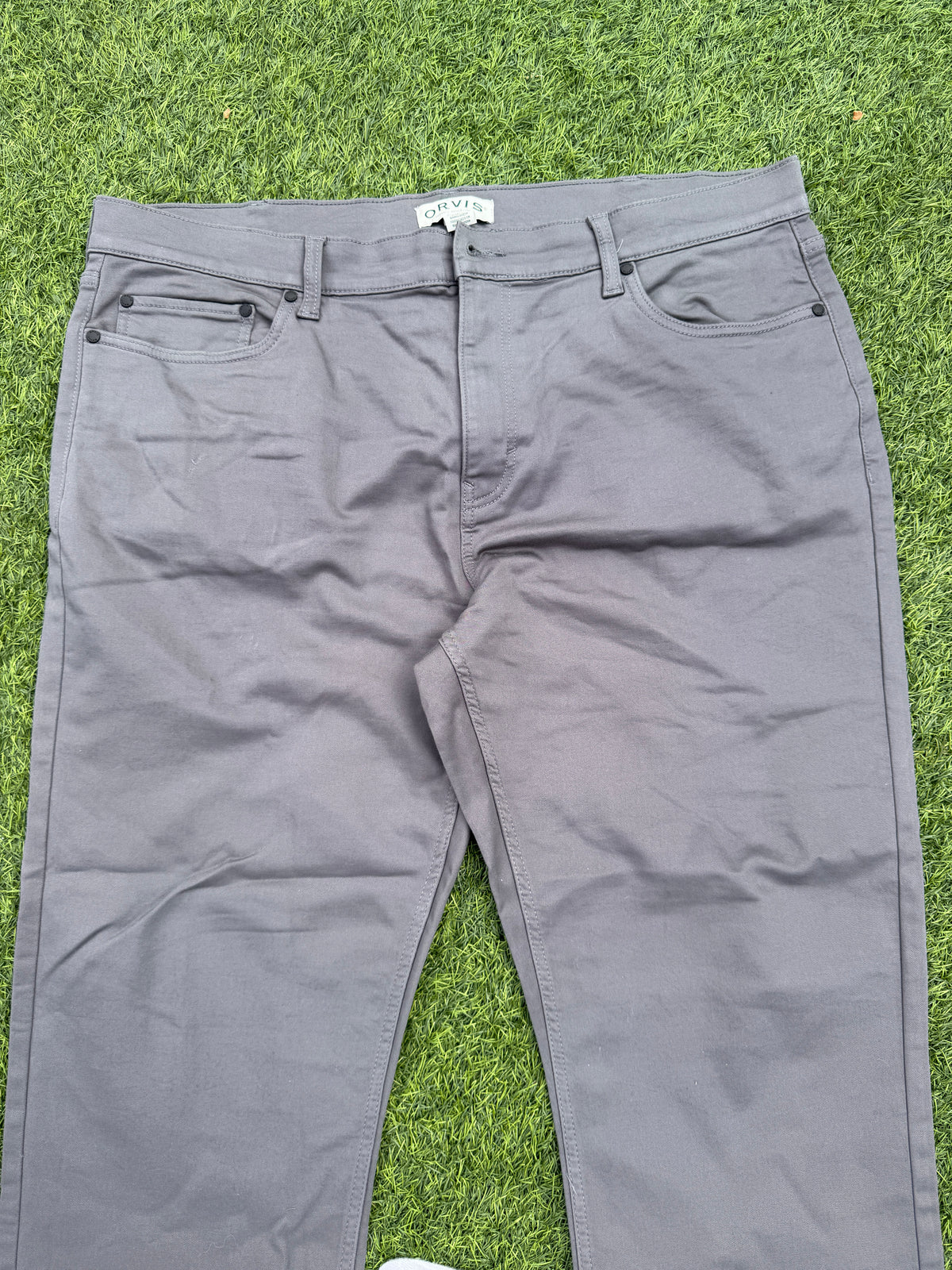 Orvis Mens Trousers W40 L 32 Grey Straight Leg Cotton