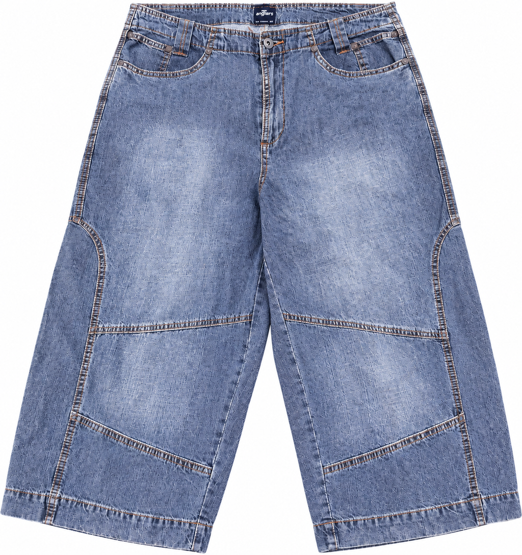 Engbers Mens Denim Shorts W36 Blue Wash Long Baggy Bermuda Jorts Y2K
