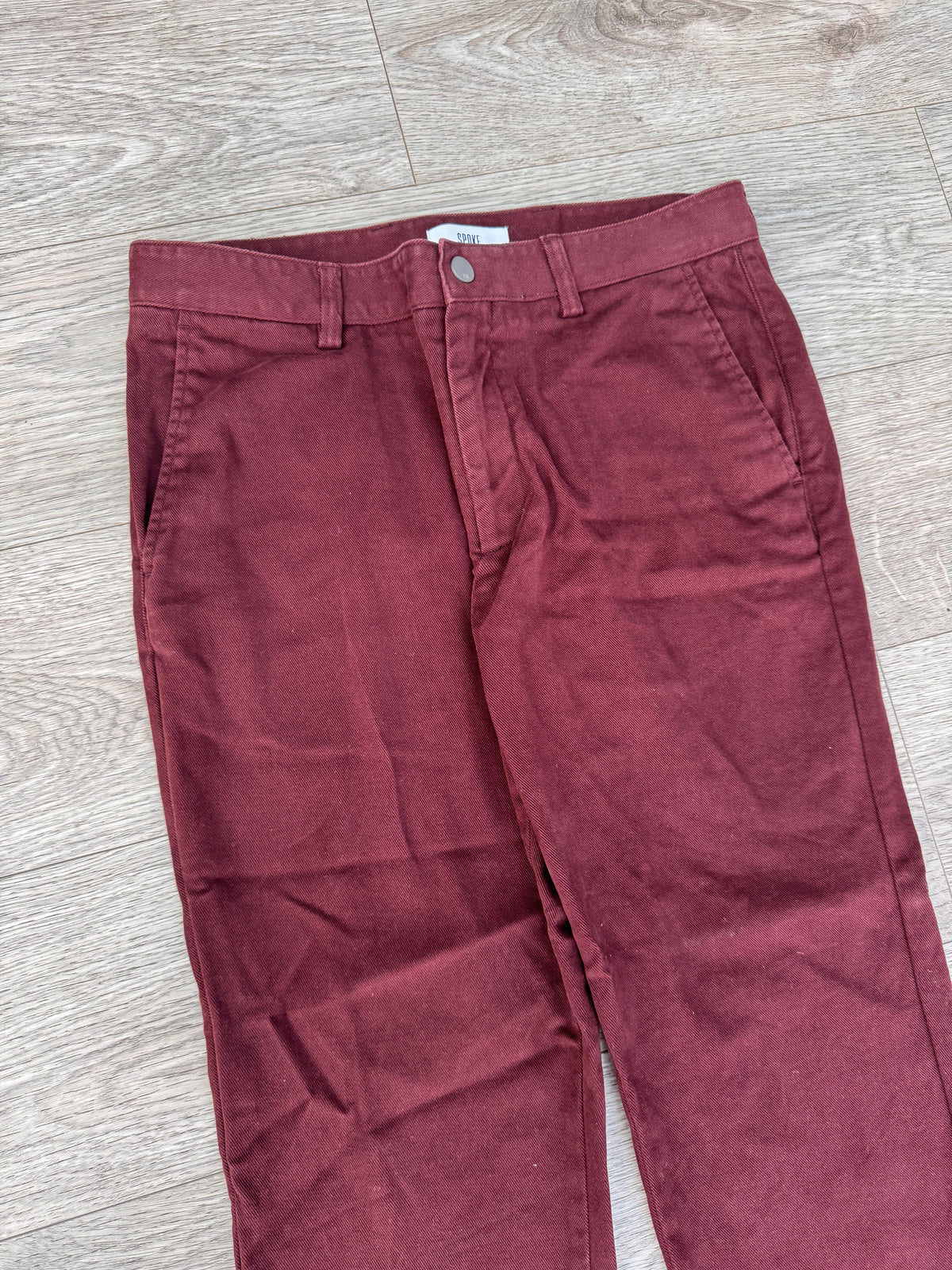 Spoke Winter Heroes Mens Burgundy Chino Trousers W32 L28 Build B Straight Leg