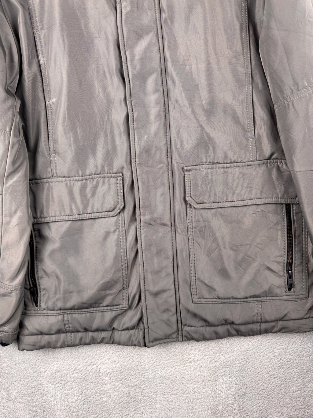 Tommy Hilfiger Denim Mens Large Grey Padded Jacket Winter Coat Flag Logo