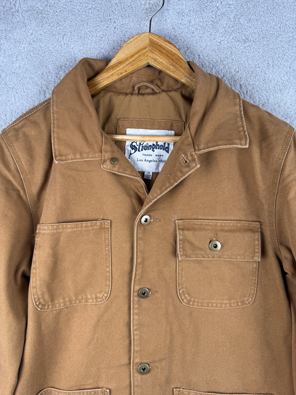 The Stronghold Oi Polloi Mens Small Brown Canvas Chore Workwear Jacket