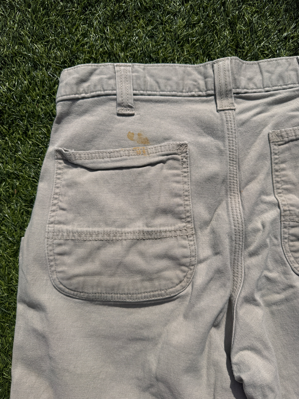 Carhartt Mens Workwear Carpenter Trousers Beige Relaxed Fit W34 L30 Canvas
