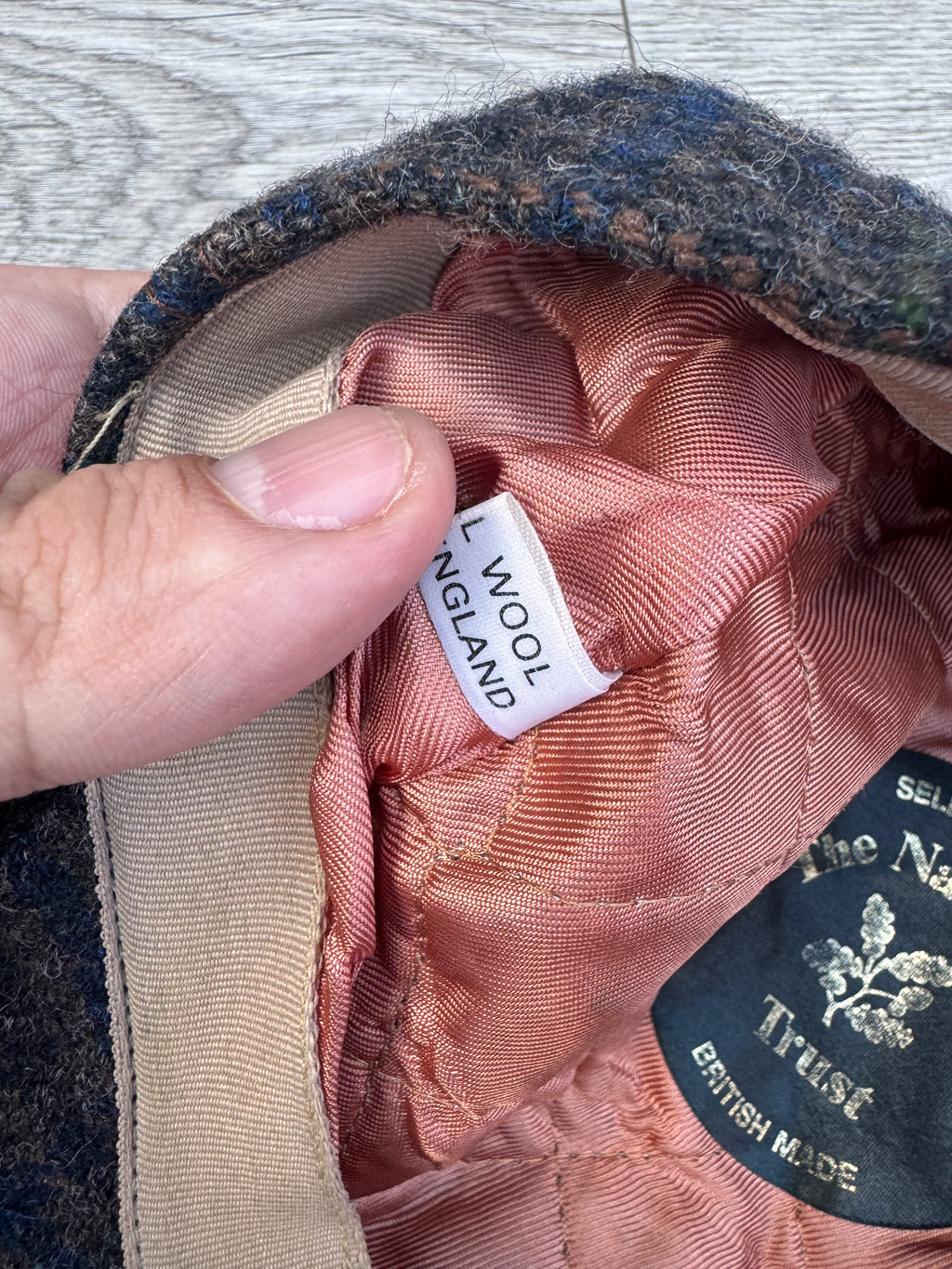 Vintage National Trust Wool Tweed Flat Cap 59cm 7 1/4 British Made Check Mens