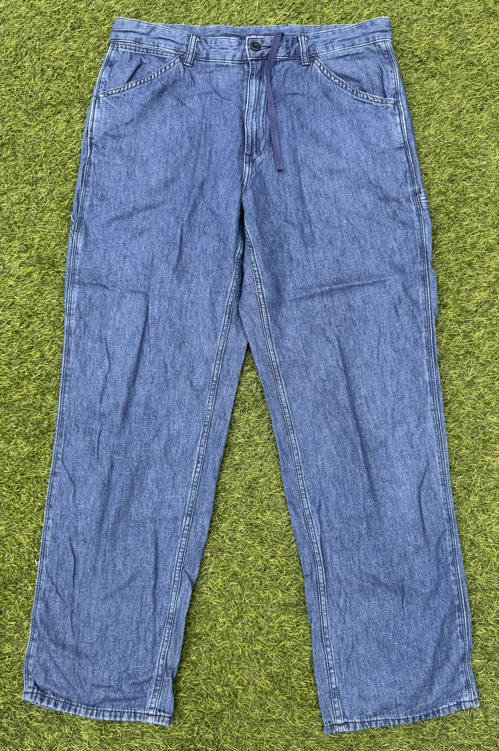 Uniqlo Blue Denim Jeans W36 L 30 Wide Straight Leg Relaxed Fit