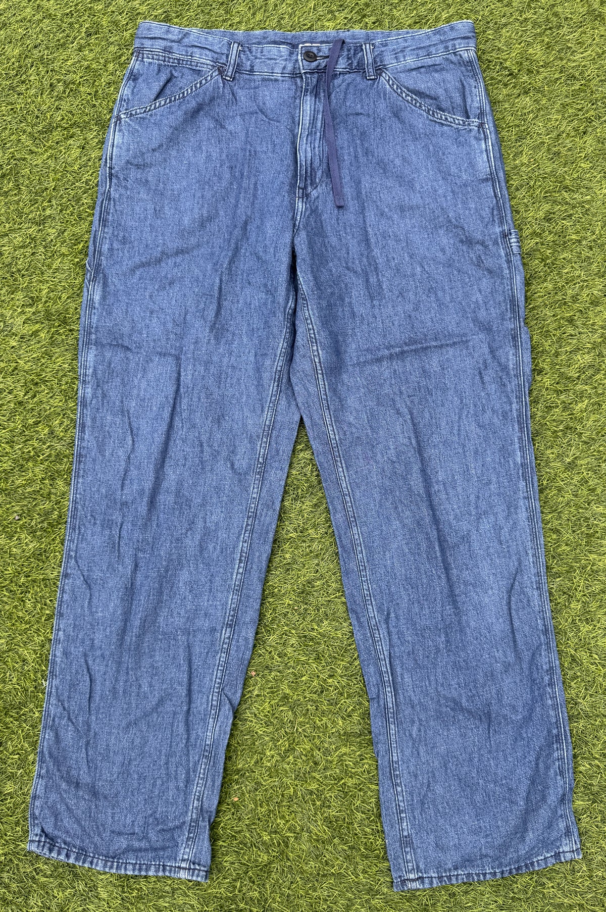 Uniqlo Blue Denim Jeans W36 L 30 Wide Straight Leg Relaxed Fit
