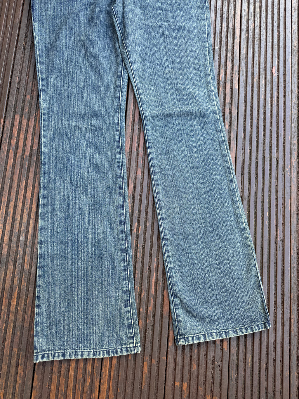 Oakley Womens Flared Bootcut Jeans W32 L34 Blue Wash Denim Y2K