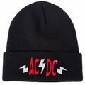 AC/DC Beanie Hat Black Red White Logo Embroidered Rock Band