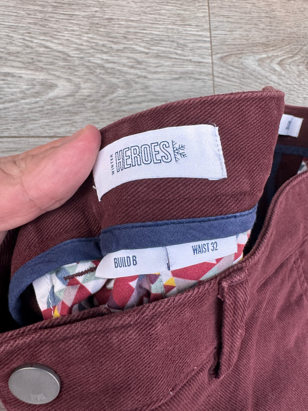 Spoke Winter Heroes Mens Burgundy Chino Trousers W32 L28 Build B Straight Leg
