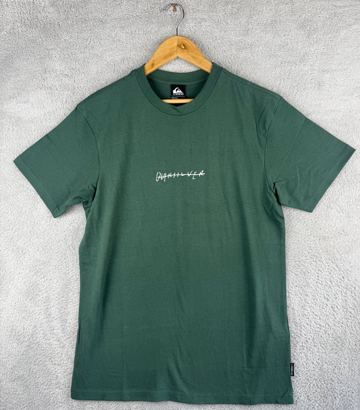 Quiksilver Mens T Shirt Small Green Logo Graphic Tee Surf Skate
