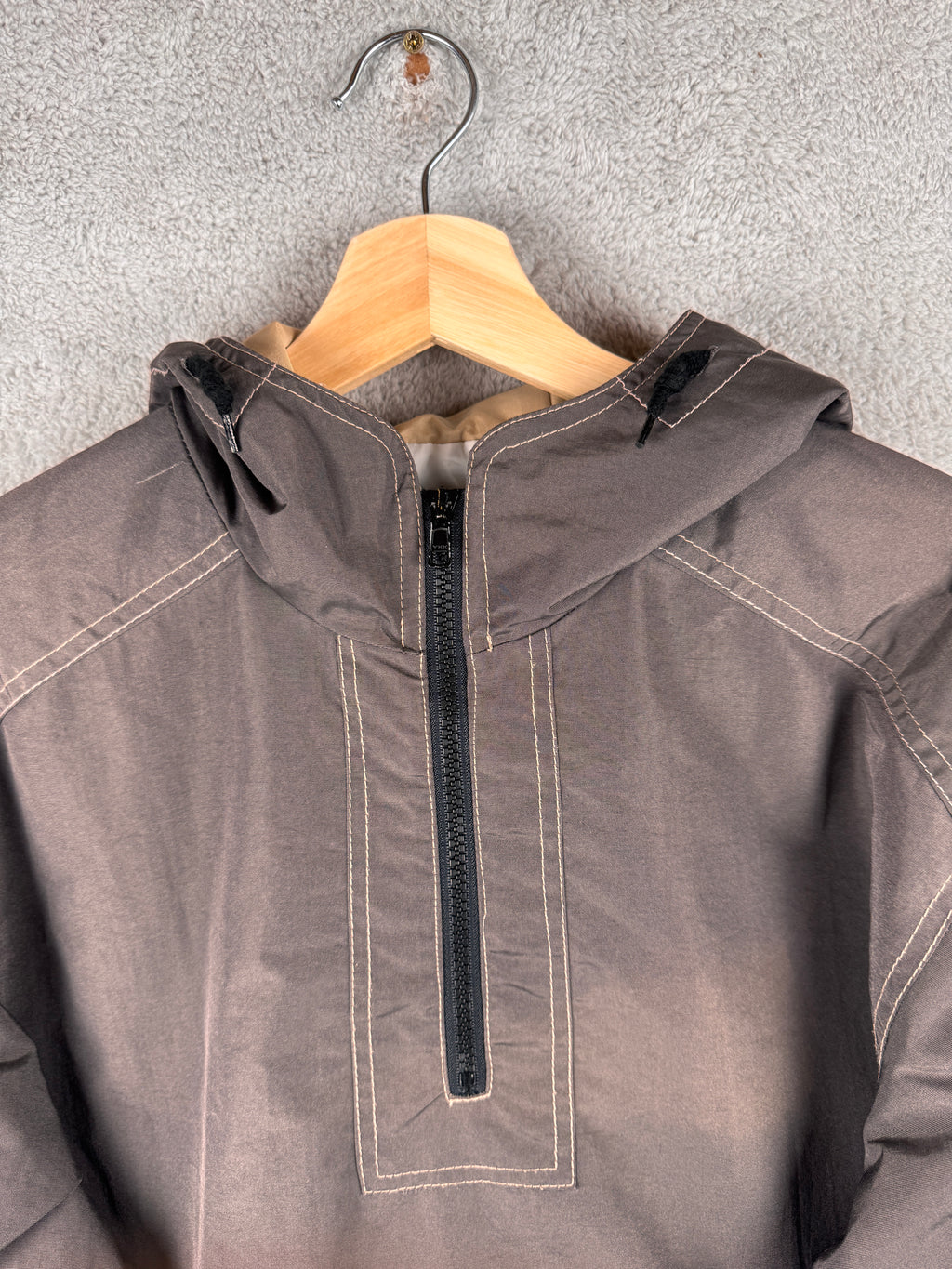 Free Essel Japan Mens Large Grey Blue Hooded Pullover Jacket Y2K Retro Anorak