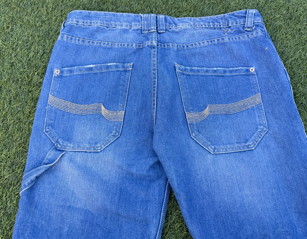 Denim Co Mens Blue Denim Carpenter Shorts W36 Baggy Long Y2K Utility