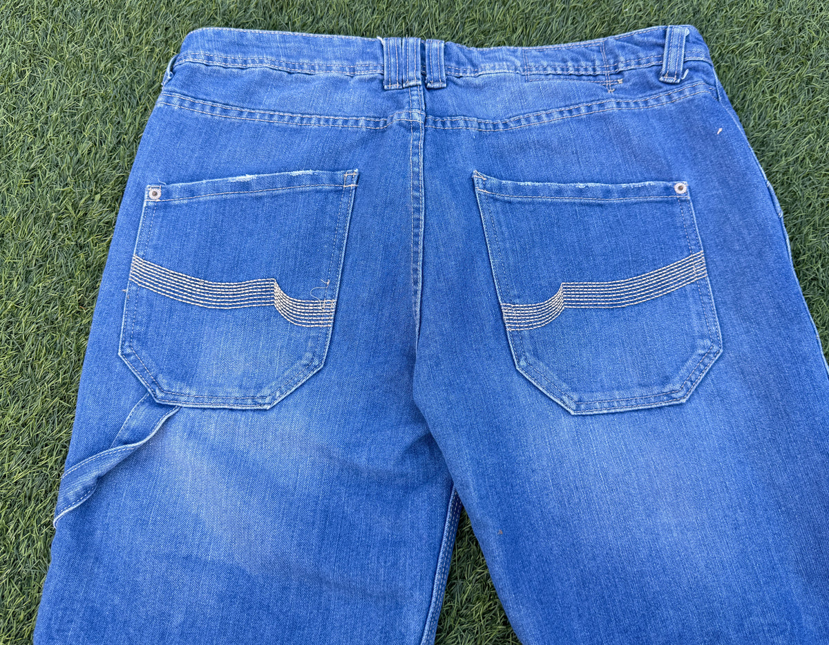 Denim Co Mens Blue Denim Carpenter Shorts W36 Baggy Long Y2K Utility