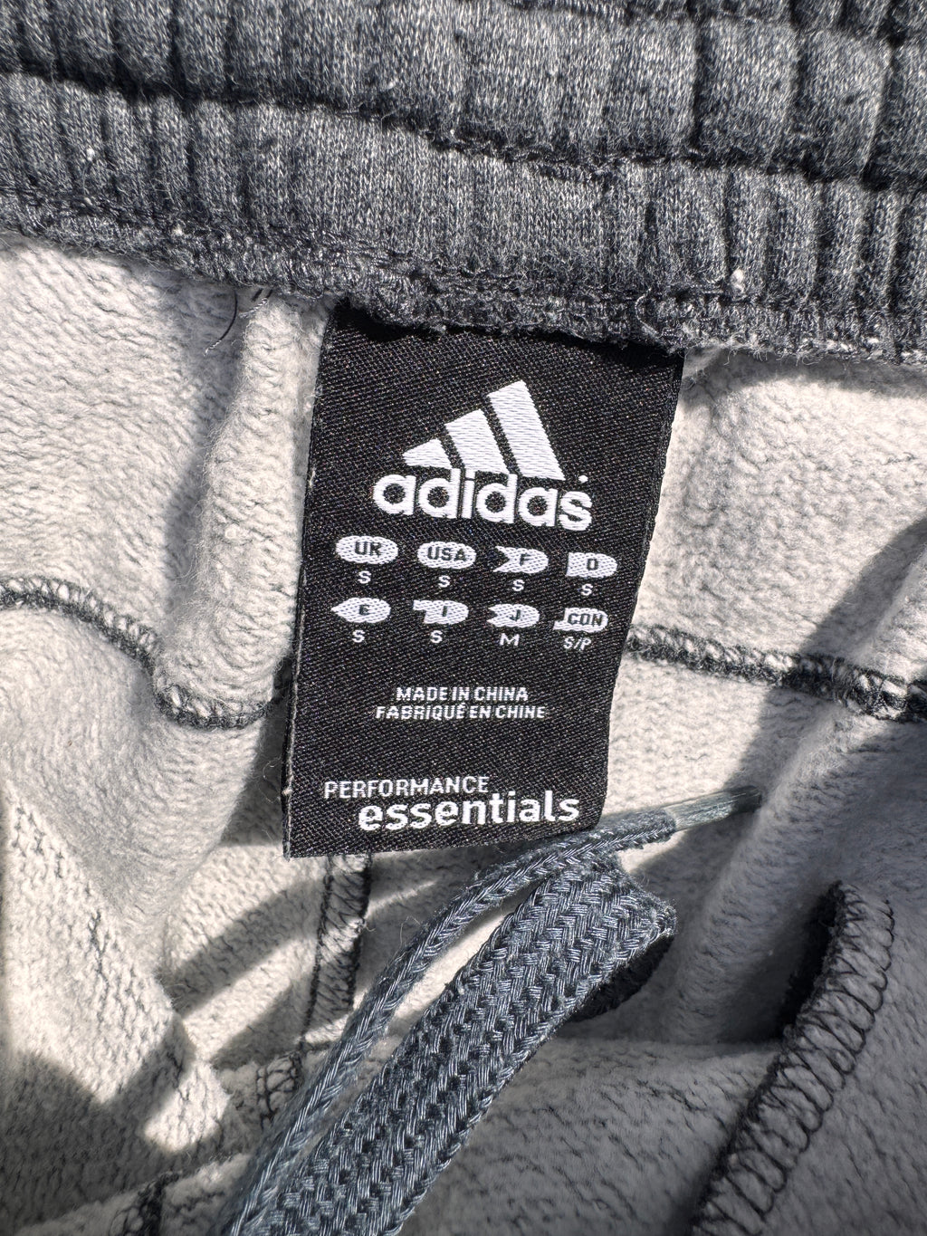 Adidas Performance Essentials Joggers Mens Small Grey Fleece