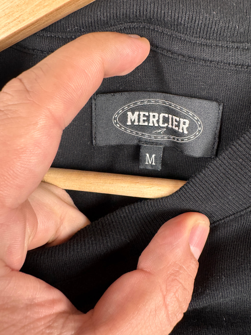 Mercier Womens Medium Cropped T Shirt Black Embroidered Patch Logo