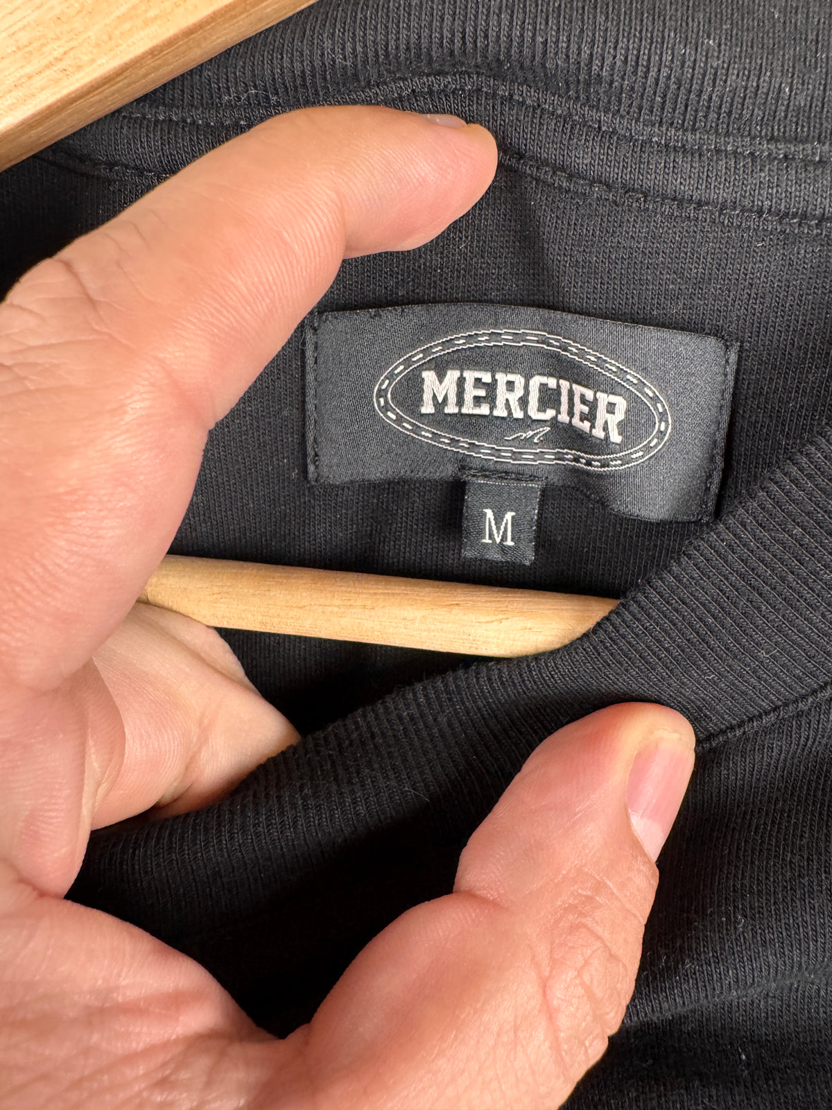 Mercier Womens Medium Cropped T Shirt Black Embroidered Patch Logo