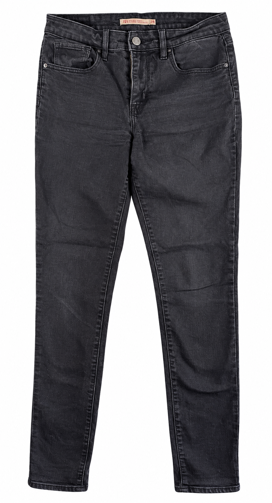 Levis 721 Womens Jeans W28 L32 High Rise Skinny Black Stretch