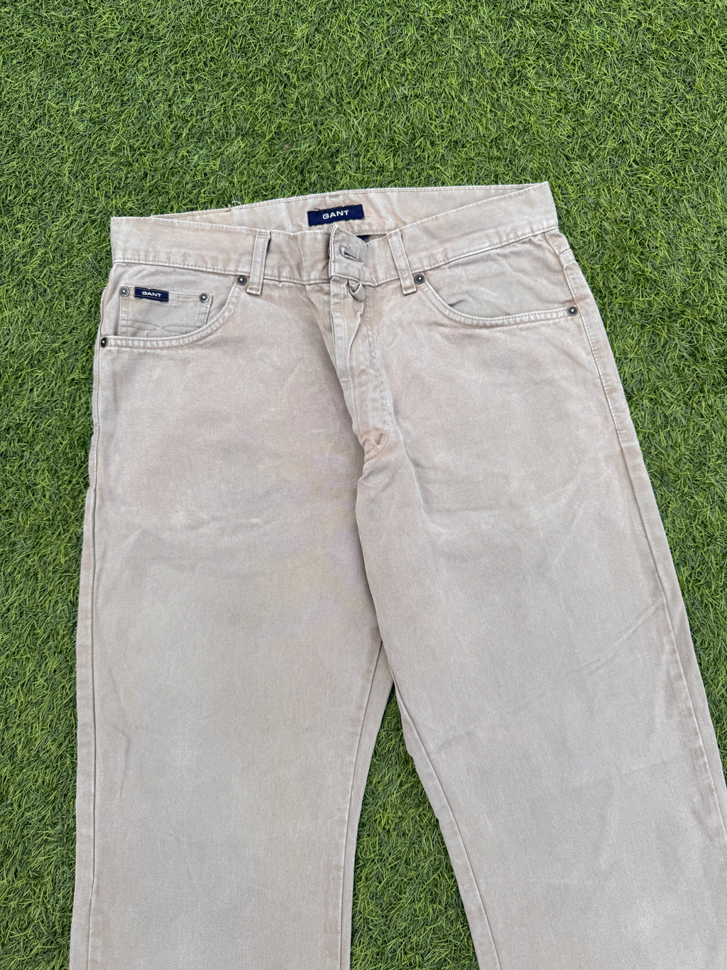 GANT Jason Mens Jeans W32 L32 Beige Stone Regular Fit Straight Leg