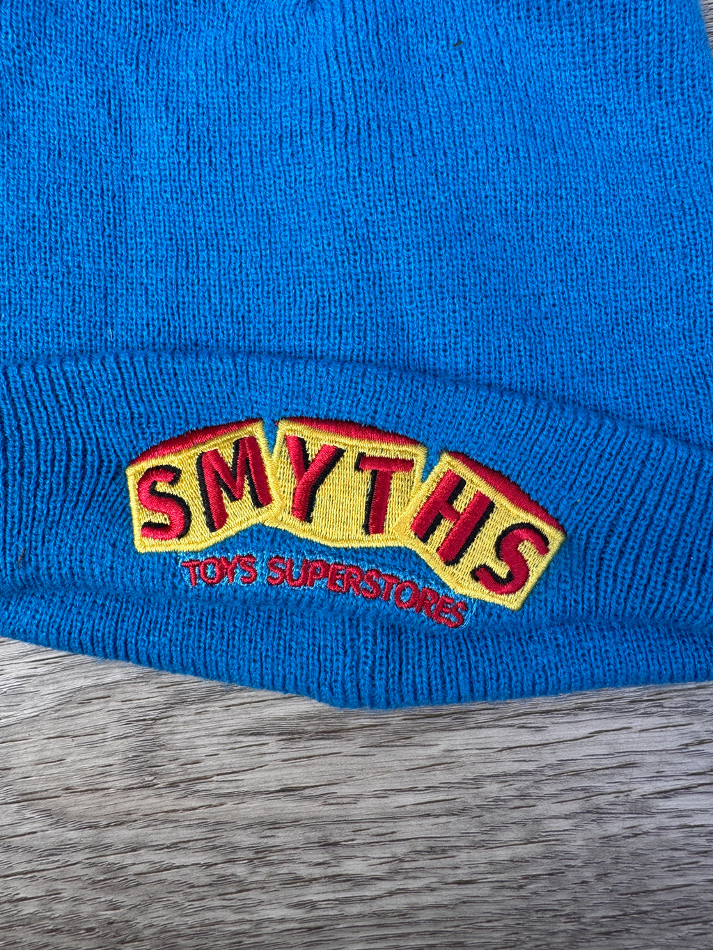 Smyths Toys Superstores Beanie Hat Blue Embroidered Logo Staff Workwear