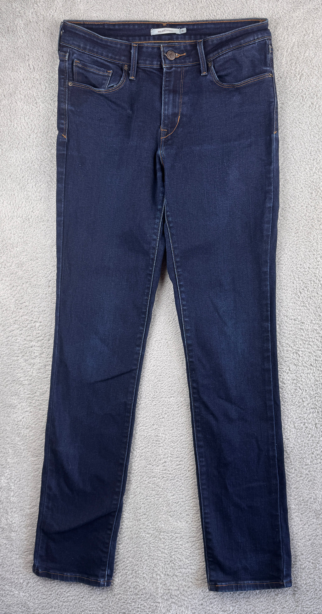 Levis Womens Jeans W29 L34 UK 8L Blue Mid Rise Skinny Stretch Denim