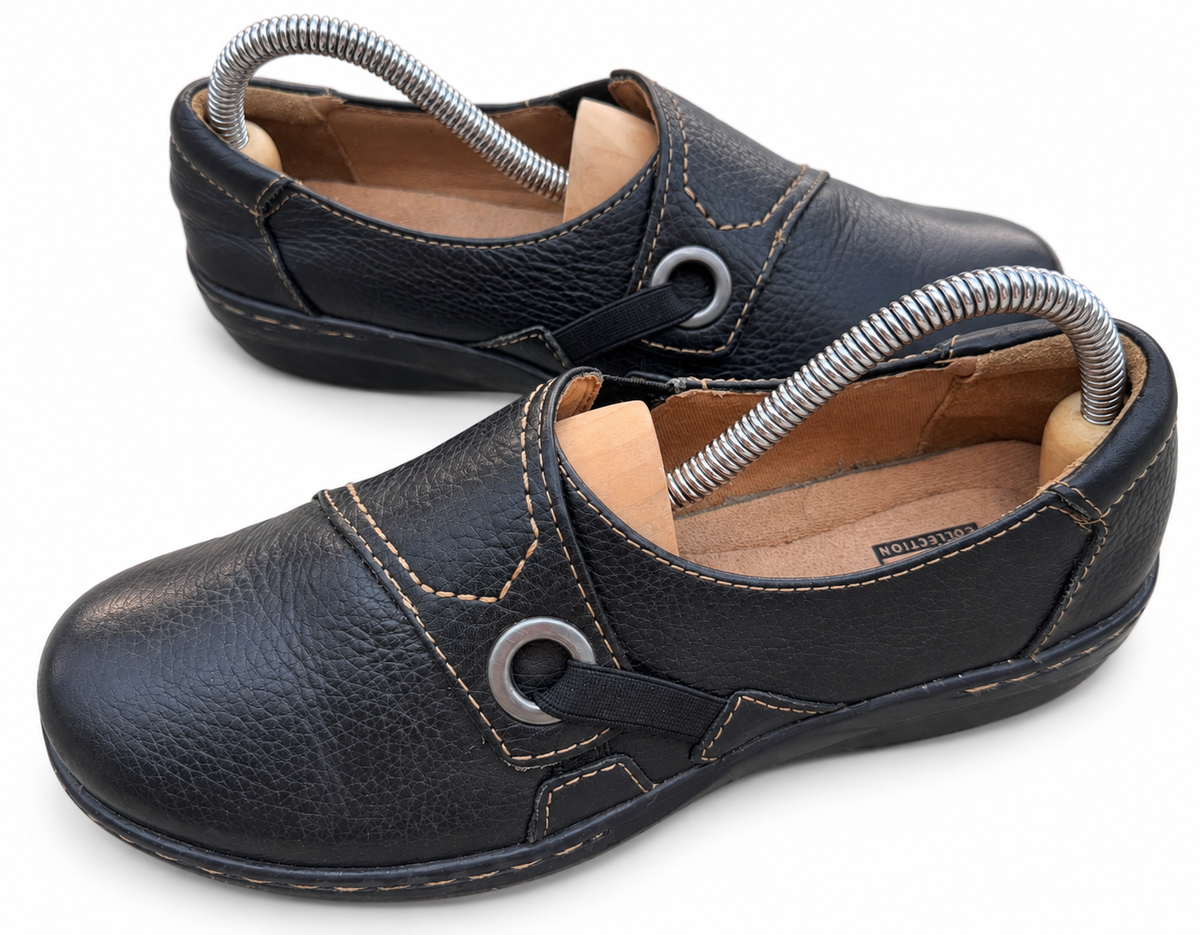 Clarks Collection Womens Black Leather Comfort Shoes UK 5D