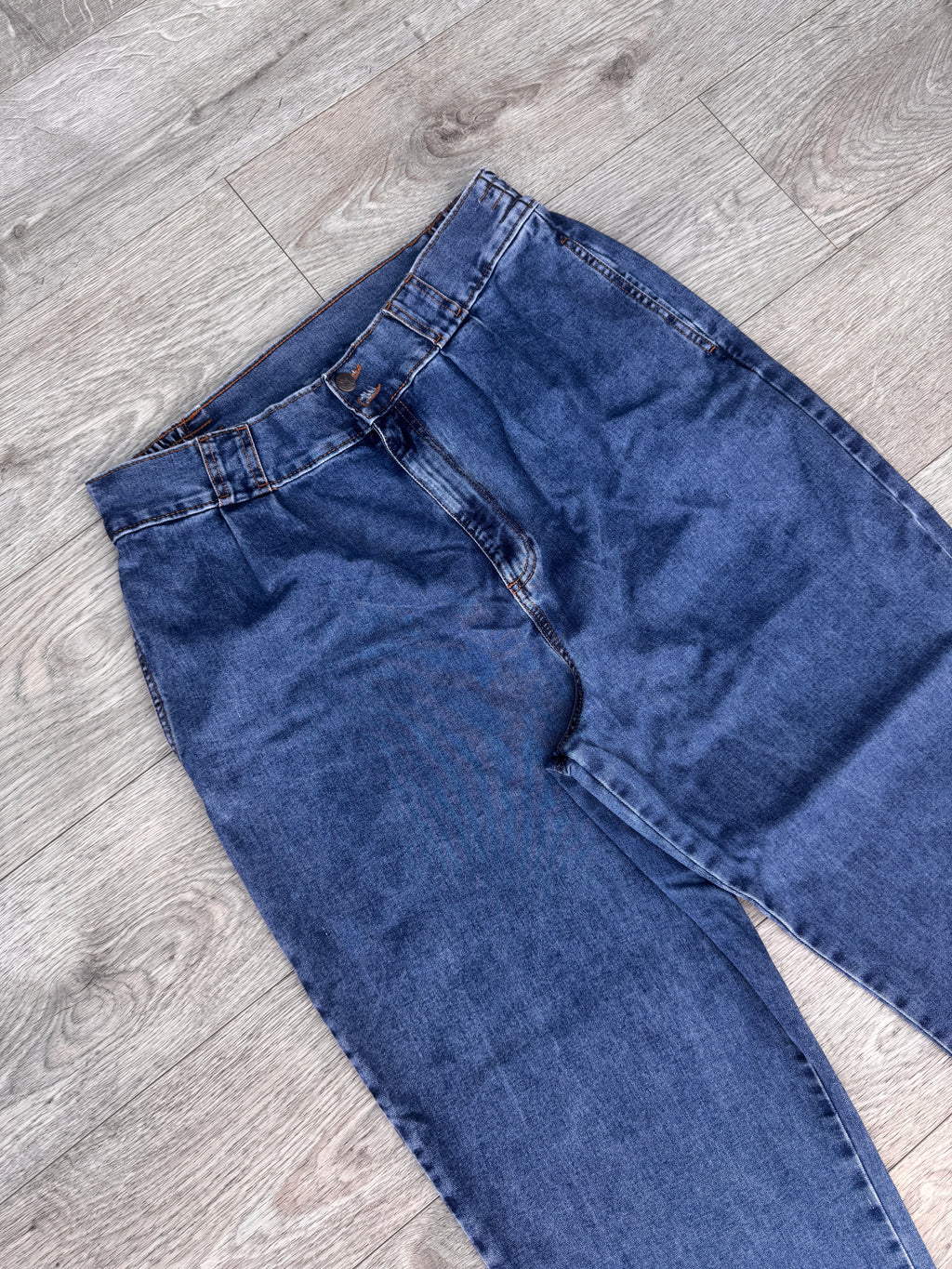 Lucy & Yak Womens Jeans W36R L30 Blue Denim Wide Leg Baggy Relaxed Fit