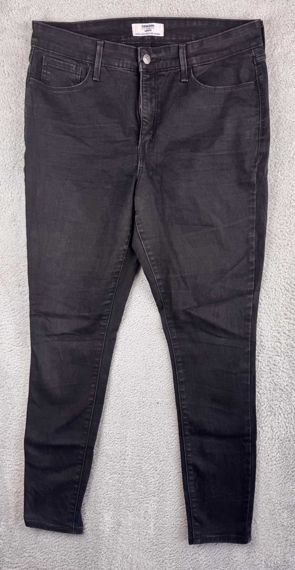 Denizen From Levis Womens Jeans W33 UK 16 Black Ultra High Rise Super Skinny