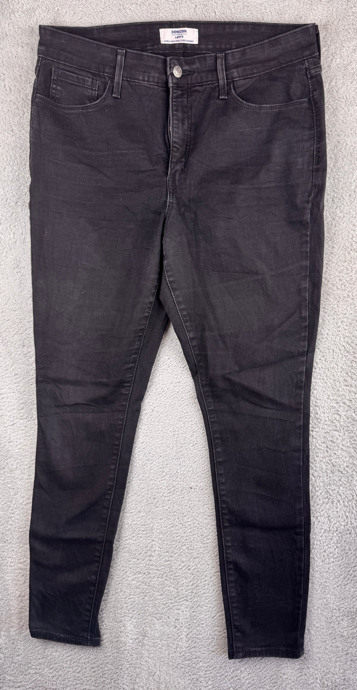 Denizen From Levis Womens Jeans W33 UK 16 Black Ultra High Rise Super Skinny