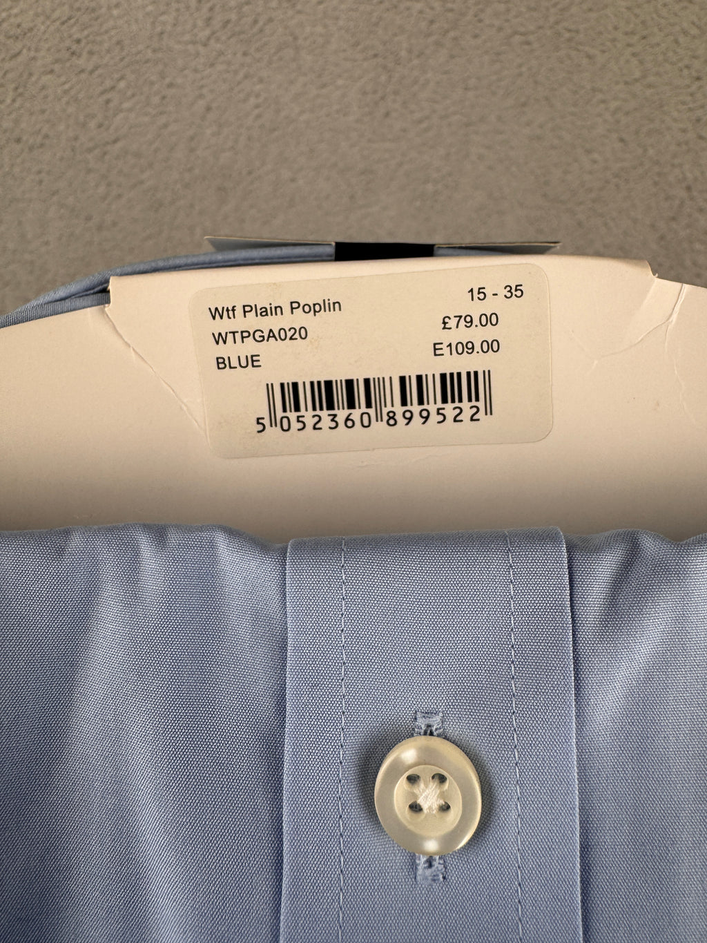 Hawes & Curtis Mens Shirt 15” Blue Warwick Tailored Fit Luxury Cotton