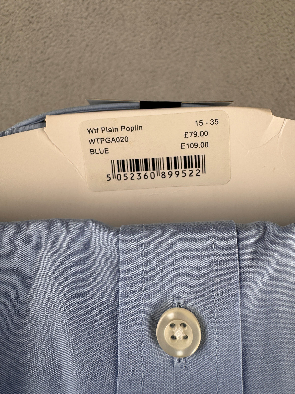 Hawes & Curtis Mens Shirt 15” Blue Warwick Tailored Fit Luxury Cotton