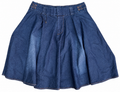 ABS Allen Schwartz Womens Y2K Blue Denim Midi Skirt Pleated Flared A Line W 30