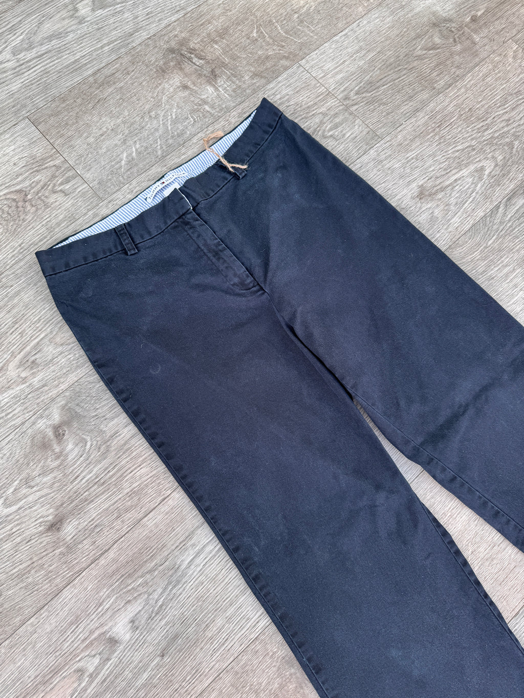 Tommy Hilfiger Womens Navy Blue Chino Trousers Straight Leg Size 12 W 32 L 30