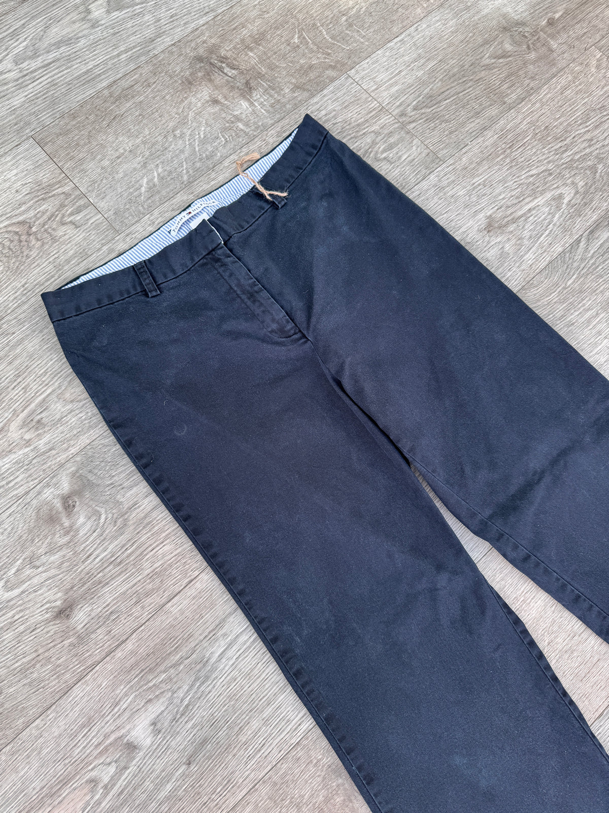 Tommy Hilfiger Womens Navy Blue Chino Trousers Straight Leg Size 12 W 32 L 30