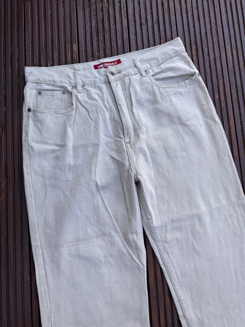 Smith & Jones Mens Jeans Light Grey Denim Straight Leg W 36 L 30
