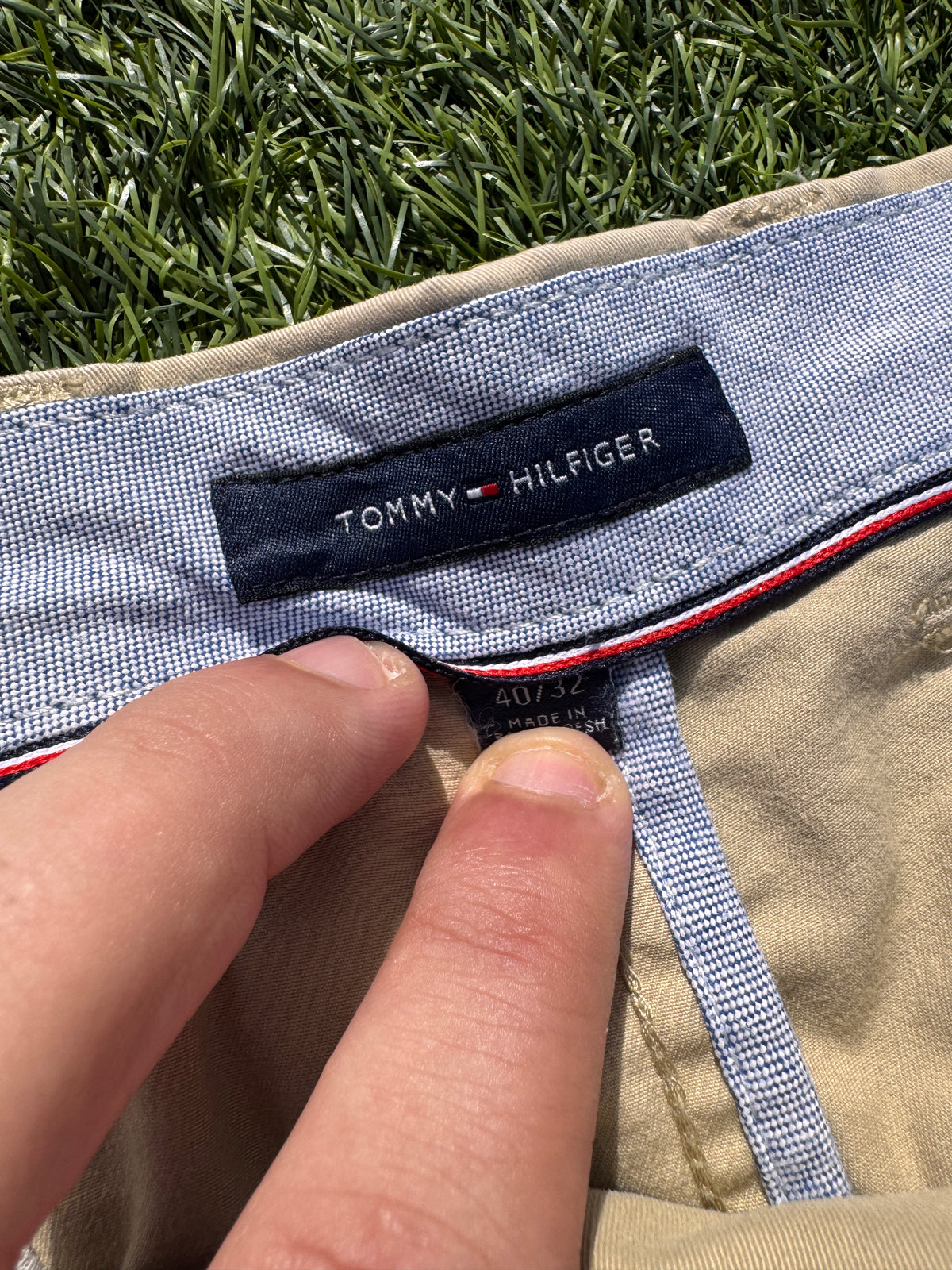 Tommy Hilfiger Mens Chino Trousers Beige W40 L32 Cotton Smart