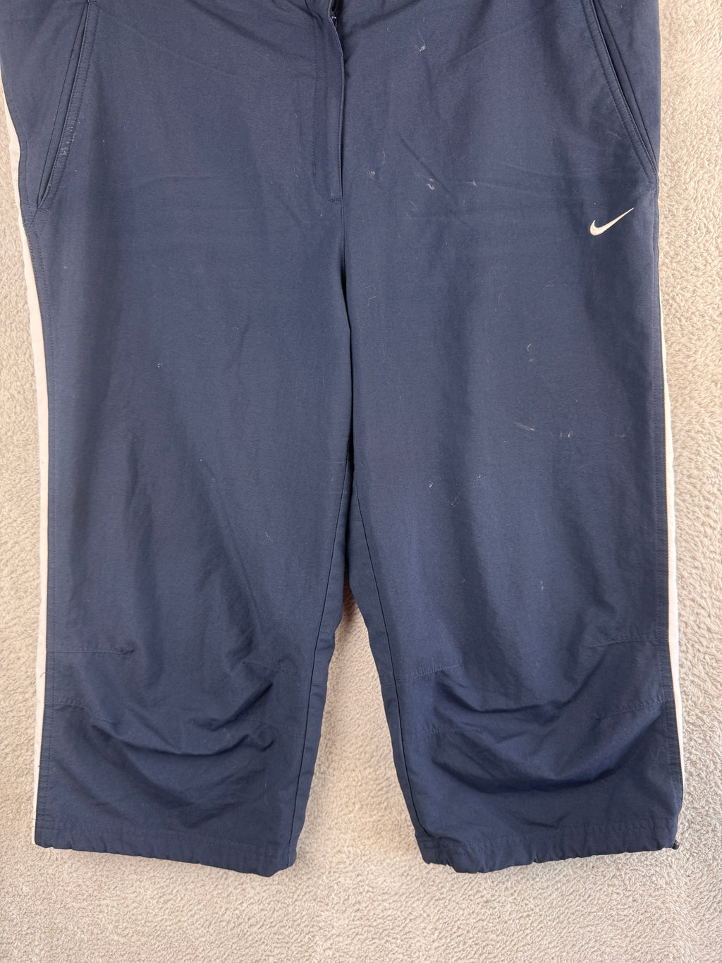 Nike Air Mens XL Navy 3/4 Track Pants Cropped Trousers Y2K Retro Swoosh