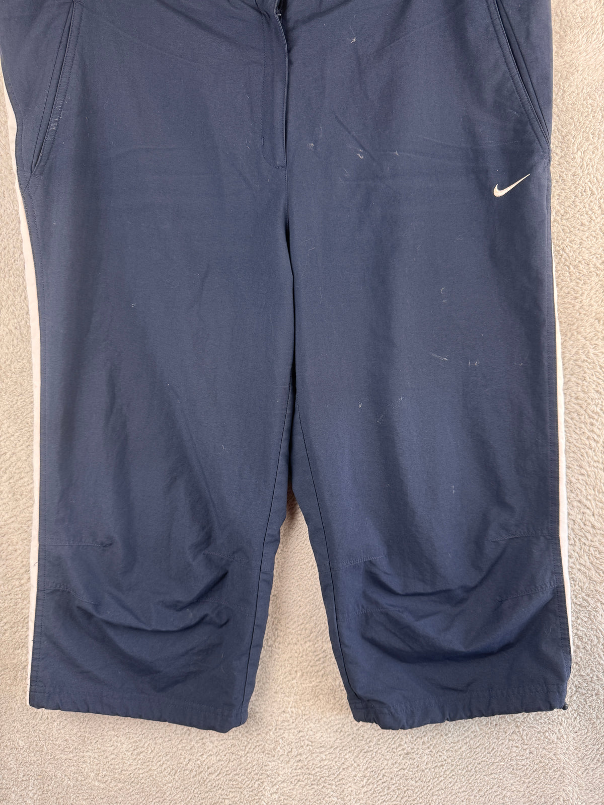 Nike Air Mens XL Navy 3/4 Track Pants Cropped Trousers Y2K Retro Swoosh