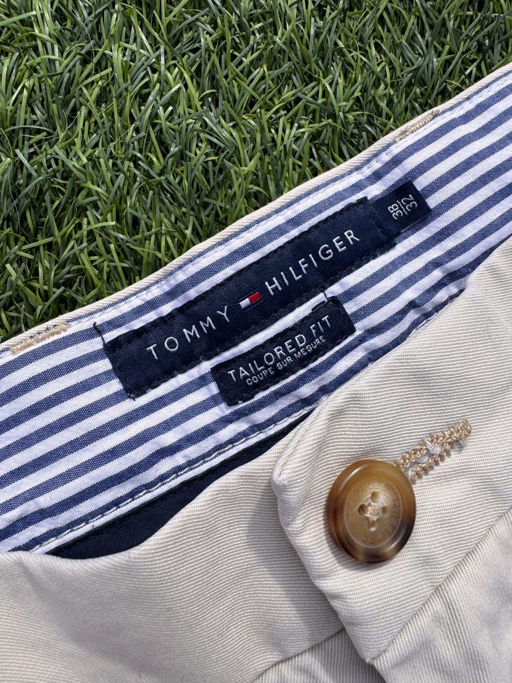 Tommy Hilfiger Mens Chino Trousers W38 L32 Beige Tailored Fit