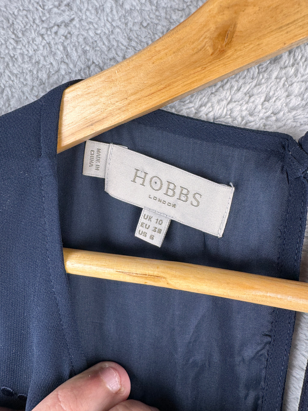 Hobbs London Womens Navy Blue Embroidered Fit Flare Midi Dress UK 10