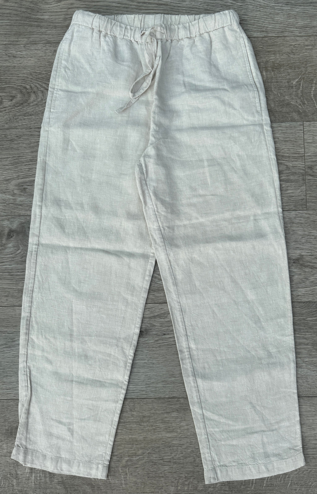 Orvis Womens Linen Trousers Size Small 6/8 L 27 Beige Cream Drawstring Wide Leg
