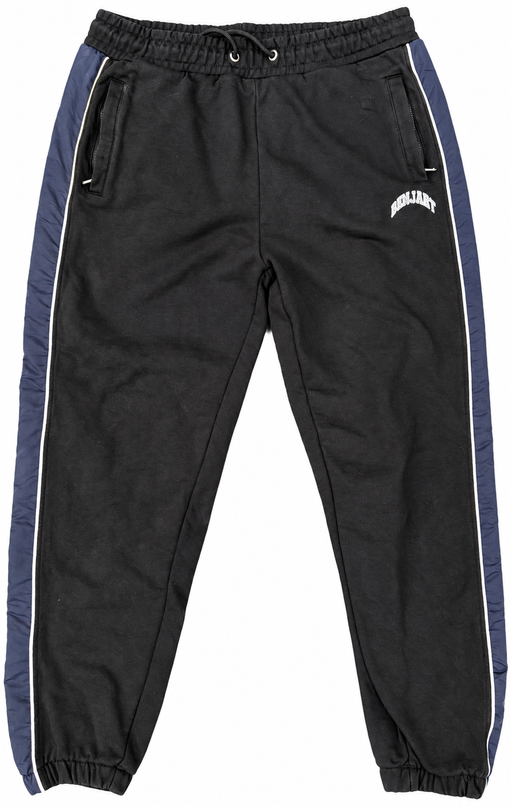 Benjart Mens Joggers XL Black Navy Side Stripe Tracksuit Bottoms