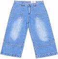 Mens W34 Baggy Denim Jorts Blue Y2K Skater Wide Leg Carpenter Shorts