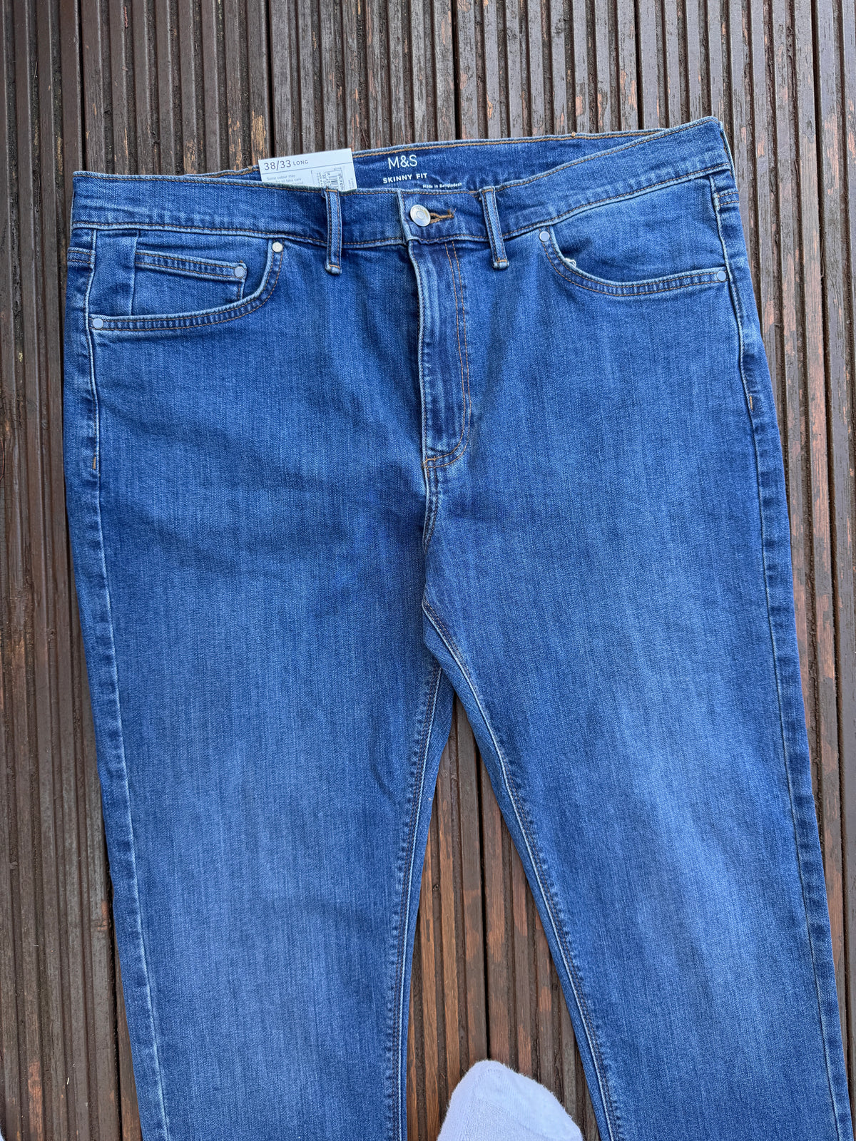 M&S Mens Skinny Fit Jeans W38 L33 Blue Denim Stretch