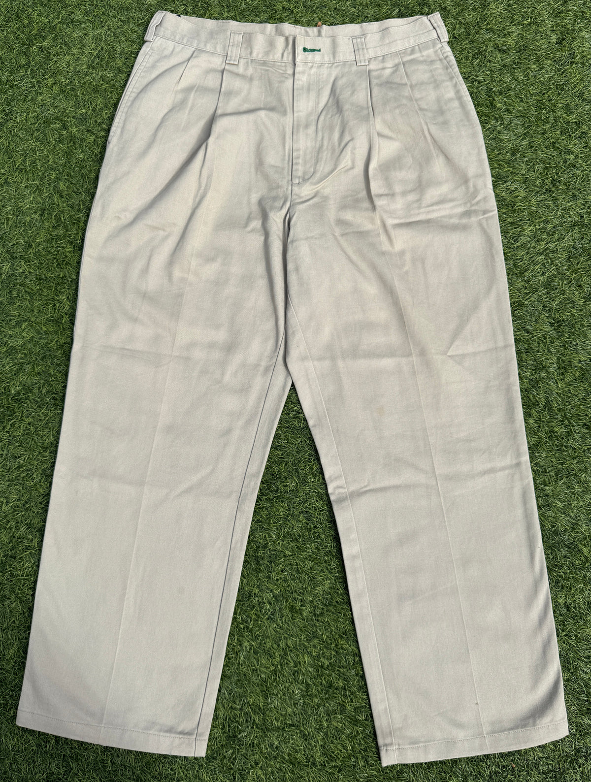 Tommy Hilfiger Mens Chino Trousers W30 L30 Beige Pleated Straight Leg Vintage