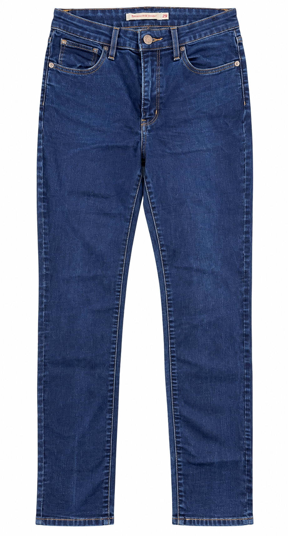 Levis 721 Womens Jeans W29 L30 High Rise Skinny Stretch Blue Denim